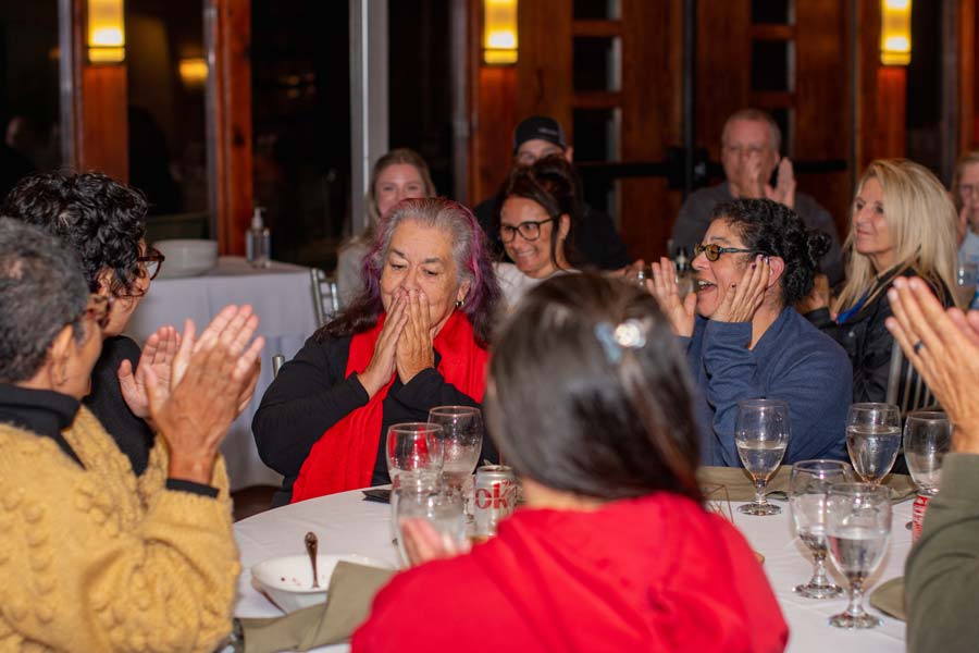 Nonie Johns reacts with surprise to being named as VNA's 2025 Marceil Lauppe Employee of the Year.&nbsp;